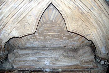 The medieval tomb in the south wall of the south aisle March 2011